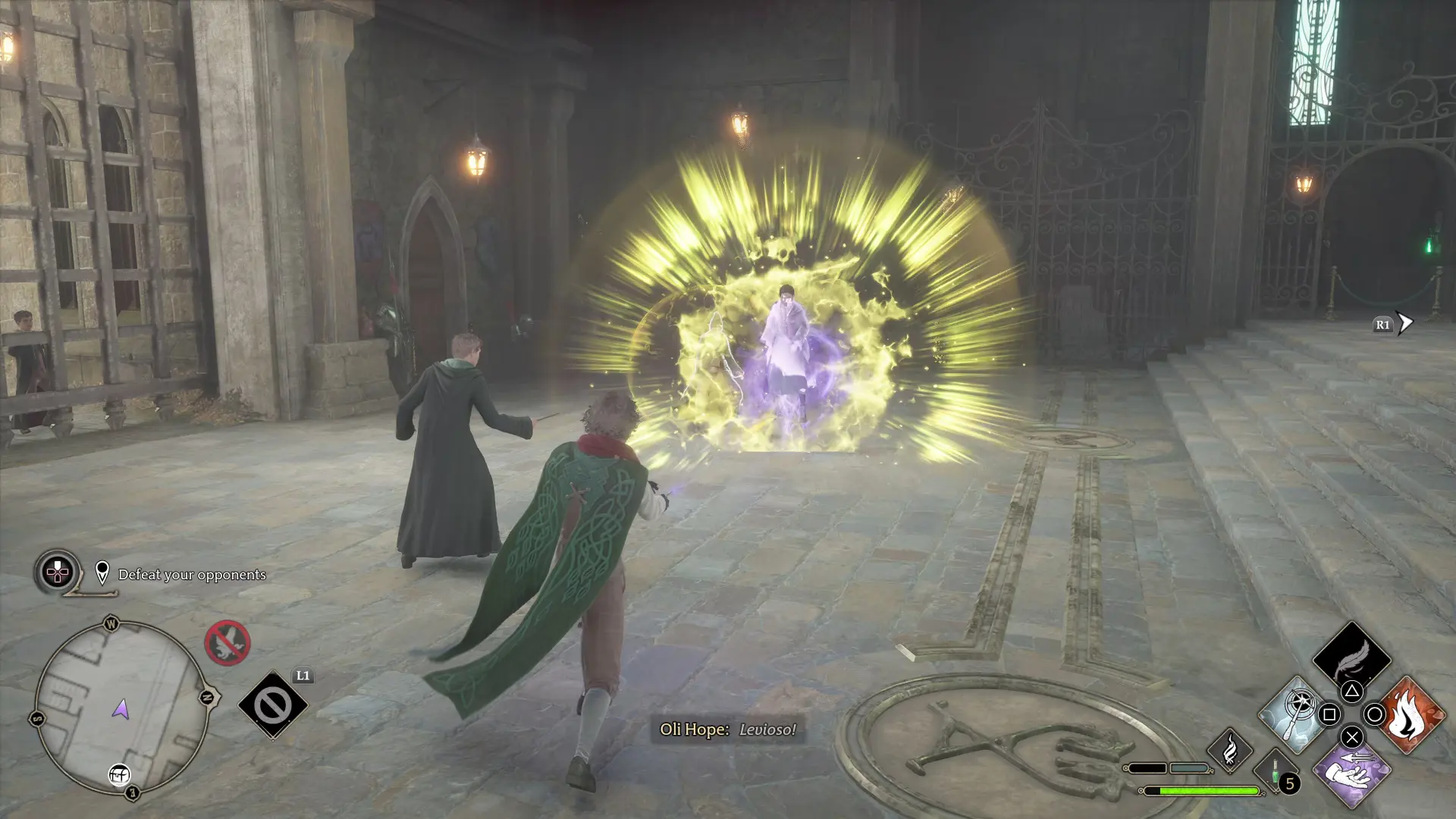 A shield being broken in Hogwarts Legacy