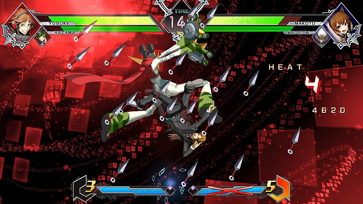 Yosuke and Makoto fight in BlazBlue