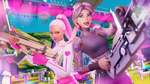 A promotional image for Duo Gungame by CaiyaRose in Fortnite