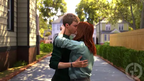 Peter kissing MJ after retiring from being Spider-Man