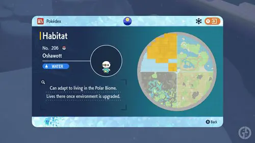 Oshawott's location in The Indigo Disk