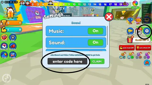 Codes redemption screen in Bro Rescue Simulator