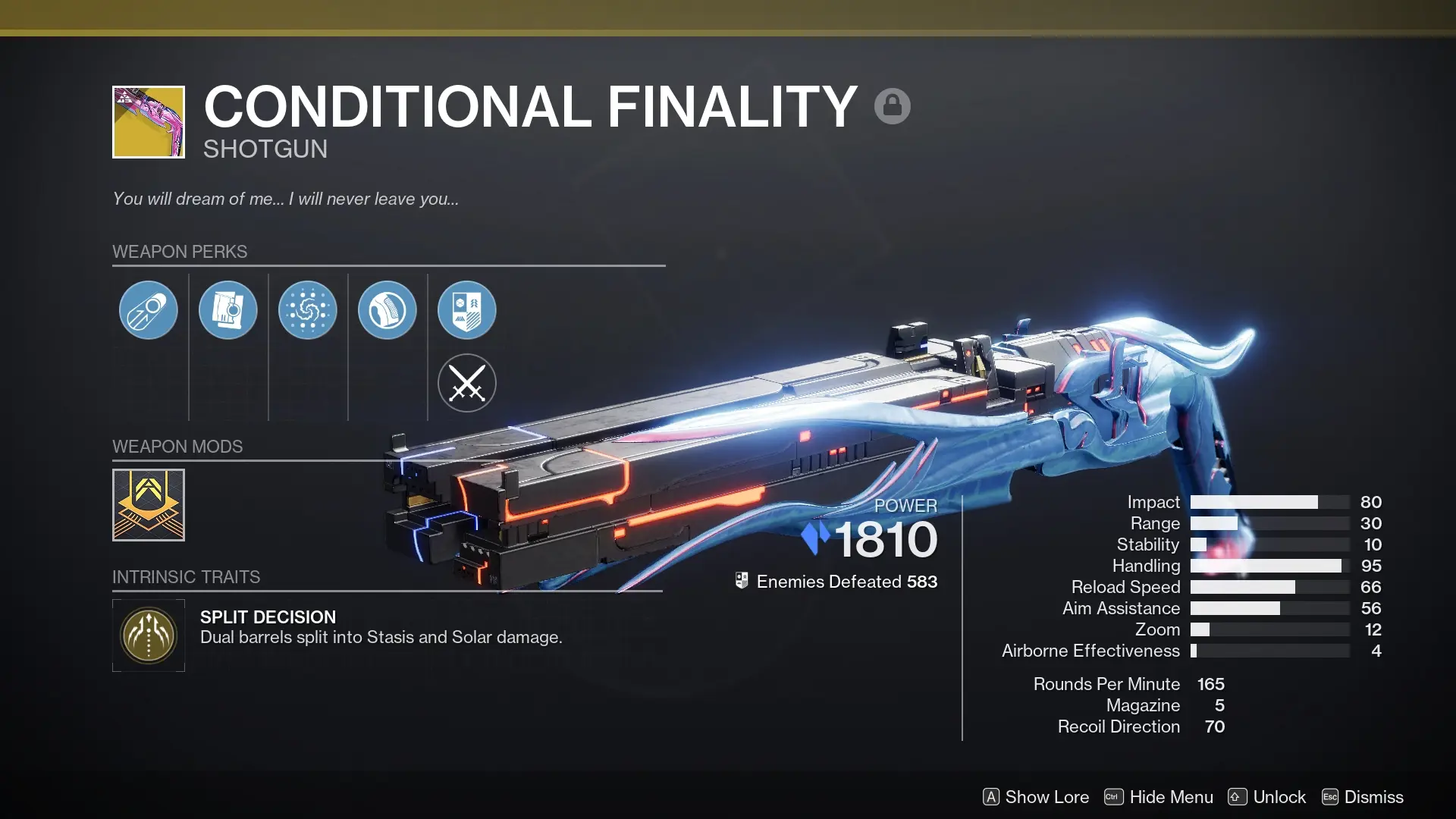 Conditional Finality, exotic shotgun from Destiny 2 Lightfall raid Root of Nightmares.