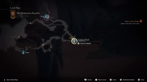 A map showing the location of Thanatos, the Usher to the Underworld hunt in Final Fantasy 16