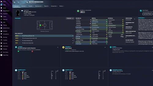 FM23 Matteo Musacchio Stats