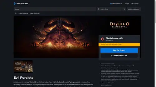 Diablo Immortal Steam Deck: Battle.net