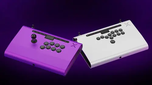 Screenshots of the purple and white units of the Victrix Pro FS