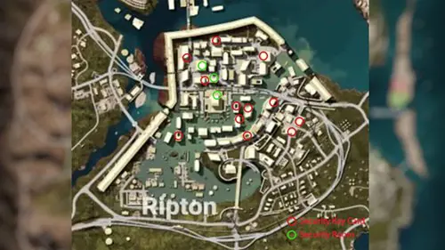 ripton map in pubg showing security room and security key locations