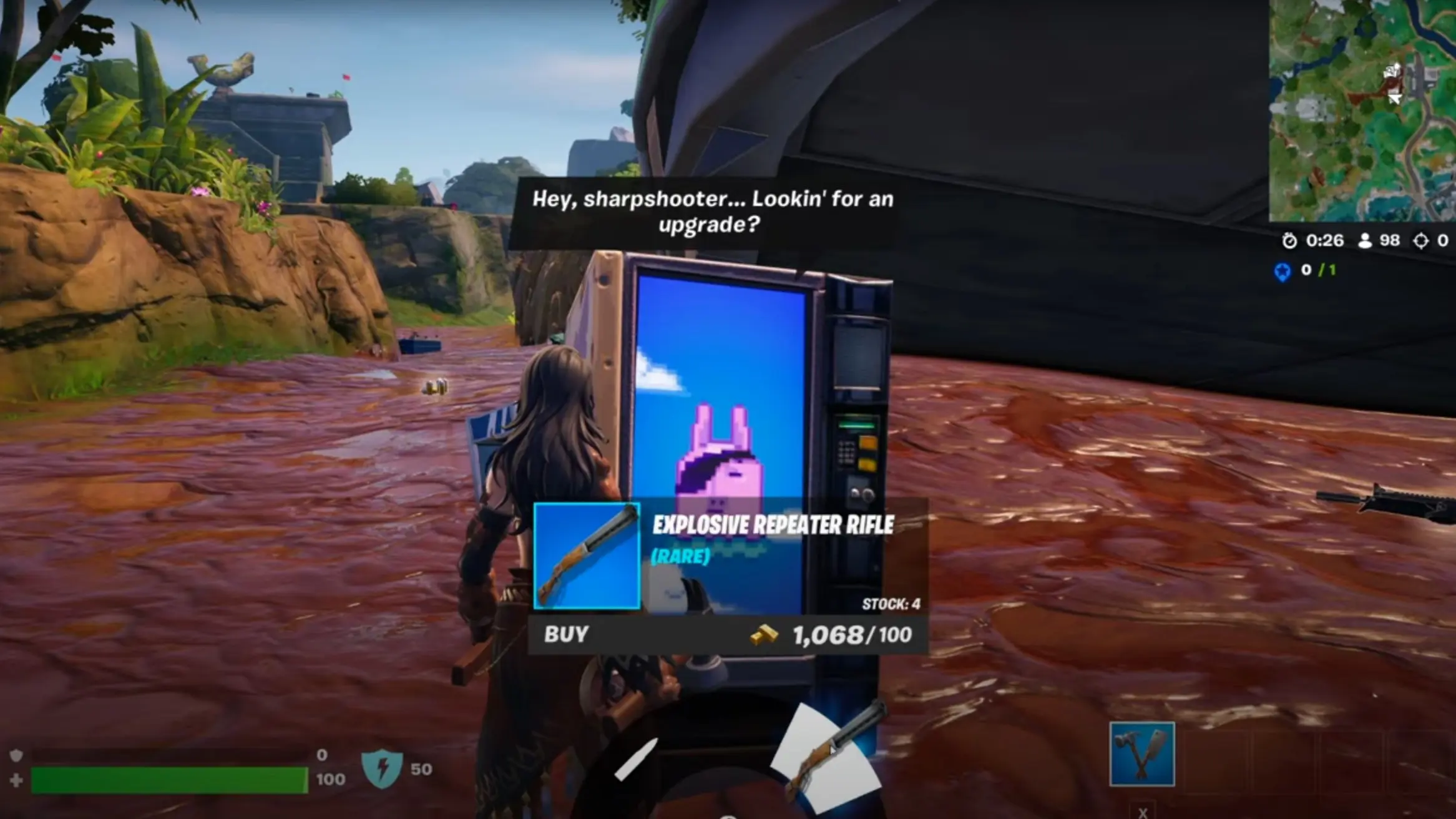 You will need to spend Gold Bars to extract weapons from Vending Machines in Fortnite.