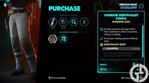 Image of the Vandor Survivalist Pants in Star Wars Outlaws