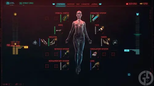 Cyberpunk 2077's Cyberware menu