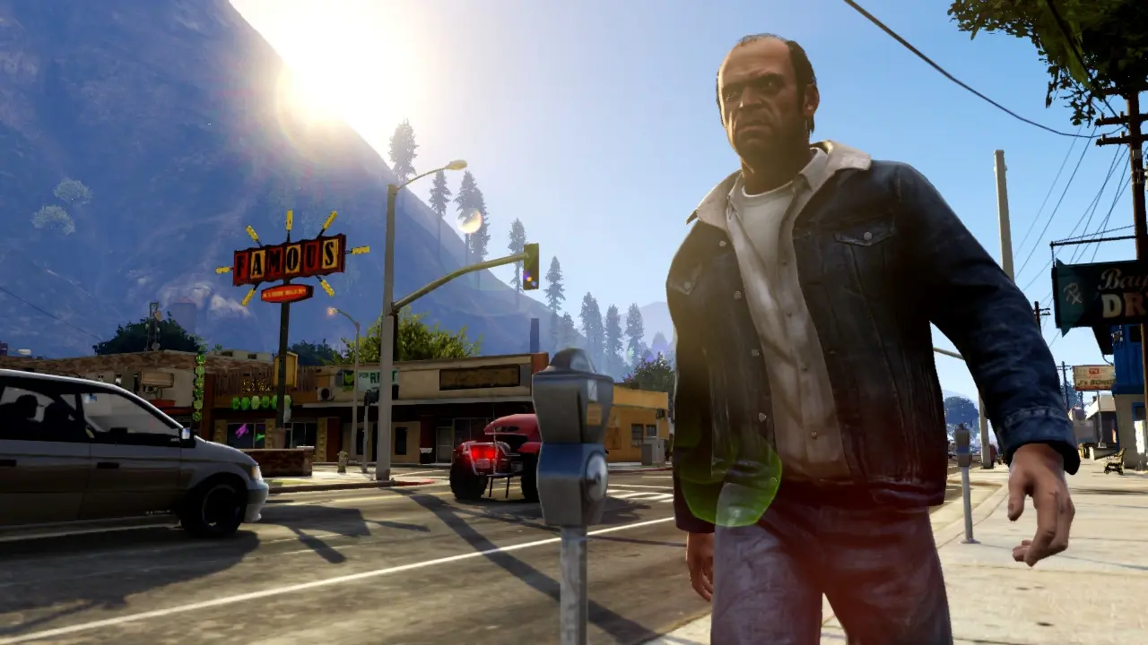 Trevor walks through the streets of Los Santos in GTA 5