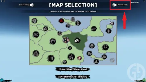 Image showing you how to use private server codes in Shinobi Life 2