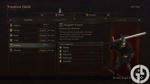 Image showing how to change Vocation in Dragon's Dogma 2