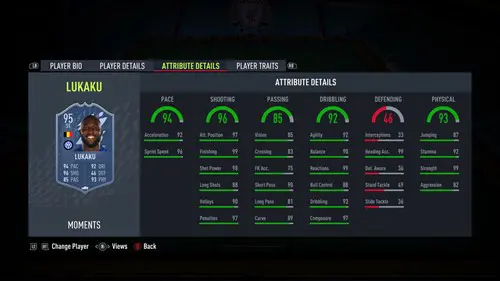 FIFA 22 Pre Season Transfer Lukaku stats