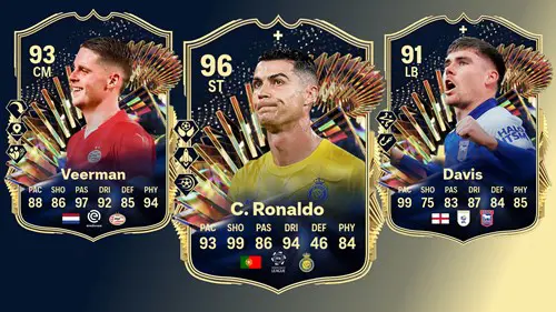 Image of TOTS Veerman, Ronaldo, and Davis in EA FC 24