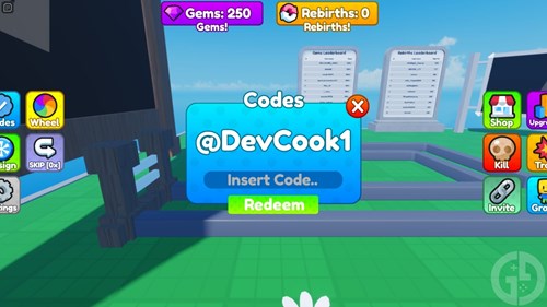 The code redemption screen in Roblox Marble Rail