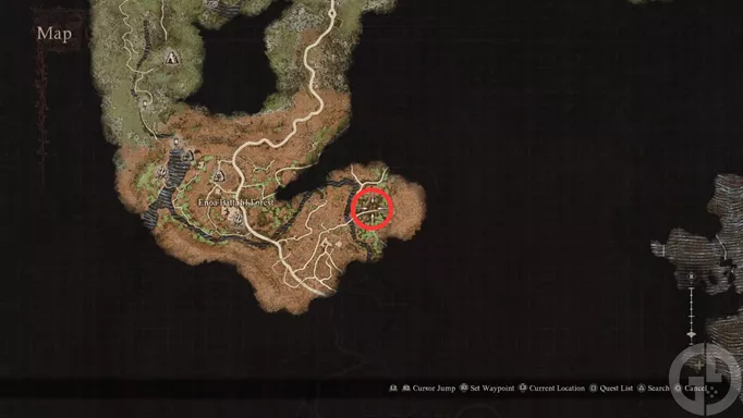 The location of the Reverent Shrine where you can unlock the Trickster Vocation in Dragon's Dogma 2