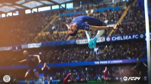 Sam Kerr popping a mad backflip in EA Sports FC.