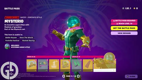 Image of the Mysterio skin in Fortnite