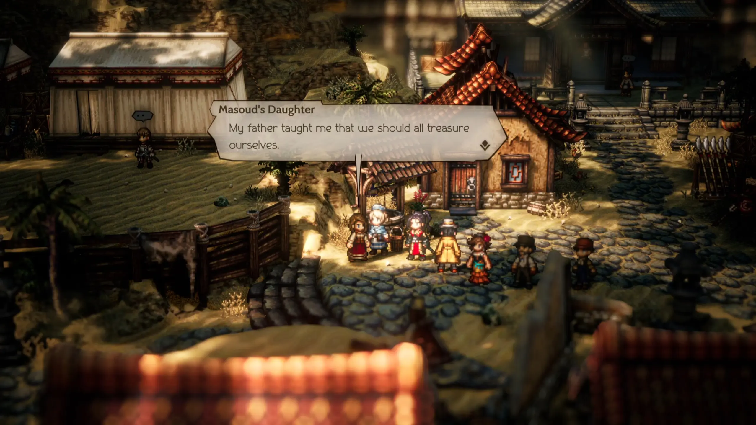 Talking to Masoud's Daughter in Octopath 2.