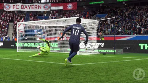 Image of Ousmane Dembele scoring a goal in EA FC 24