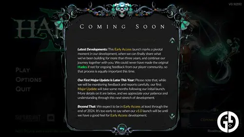 The Hades 2 roadmap.