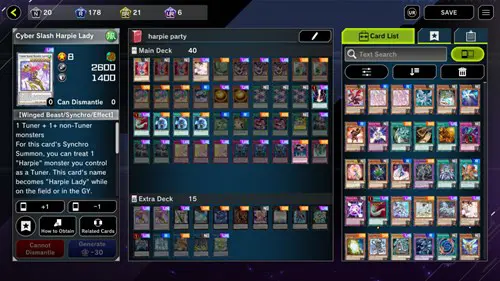 YuGiOh Master Duel Harpie Deck