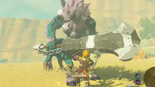 fighting a blue lynel in Zelda: Tears of the Kingdom