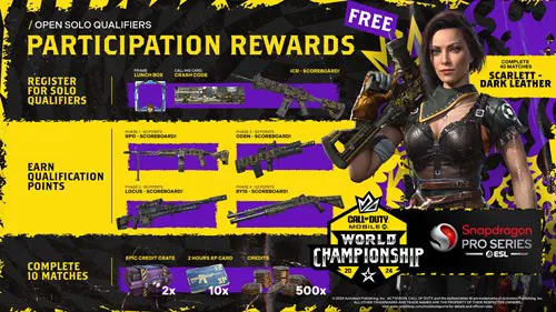 The Participation Rewards for the Open Solo Qualifiers