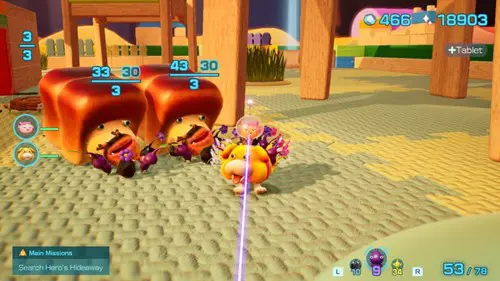 A battle against Giant Breadbugs in Pikmin 4.