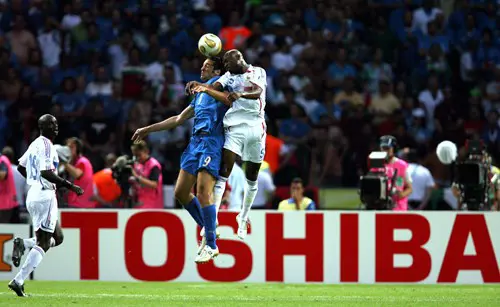 William Gallas challenging for the ball while playing for France