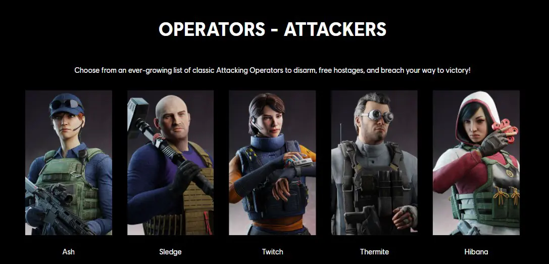 Rainbow Six Siege Attackers