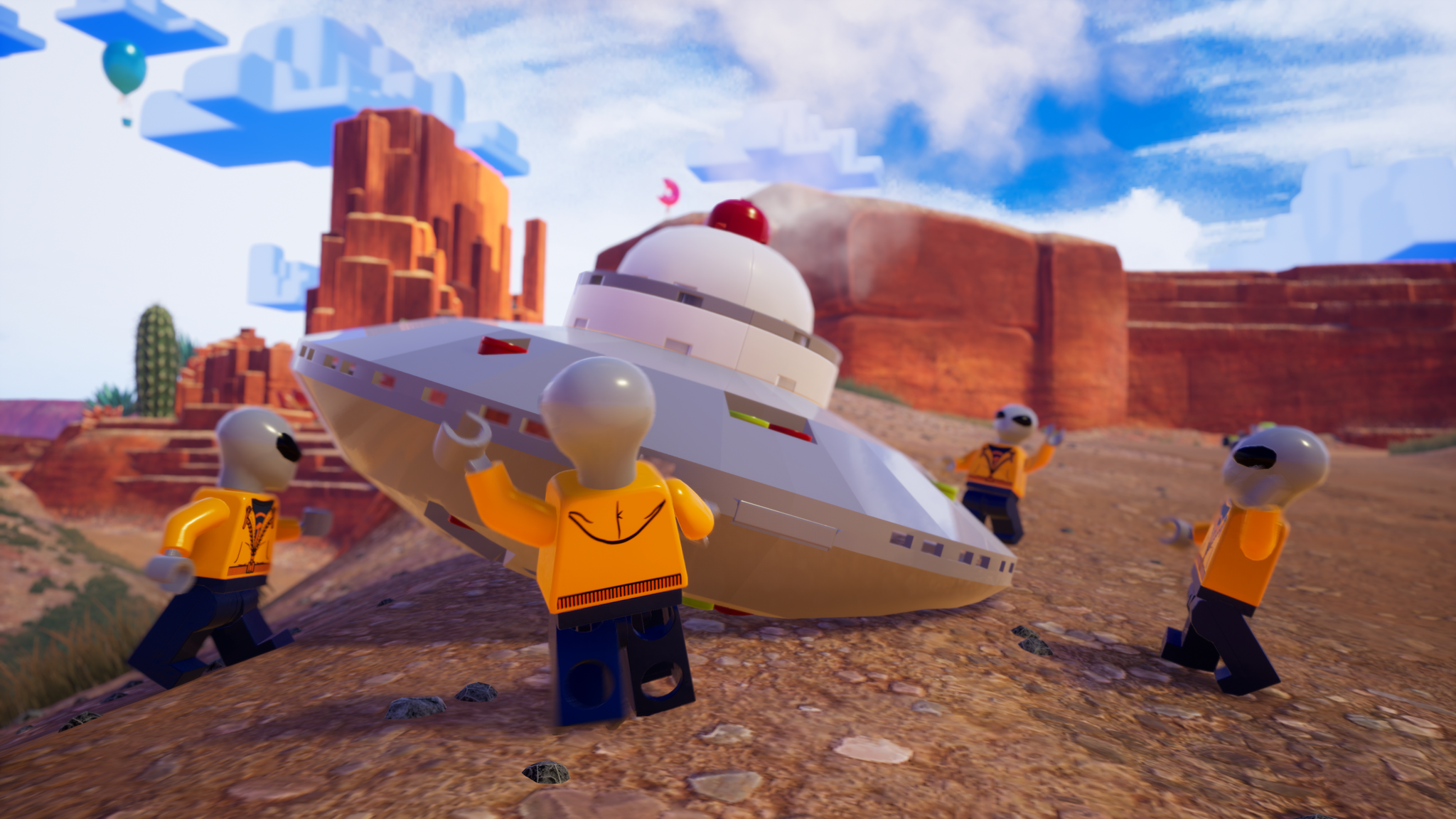 A crashed UFO in LEGO 2K Drive.