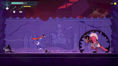 Rogue Prince of Persia gameplay screenshot showing wallrunning