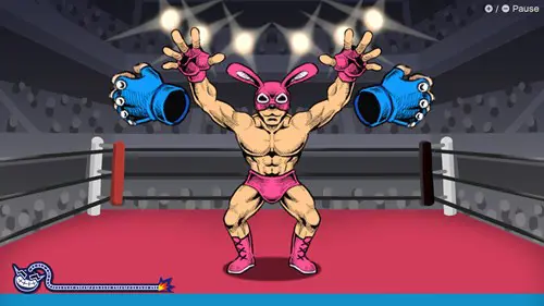 A wrestling microgame in WarioWare Move It