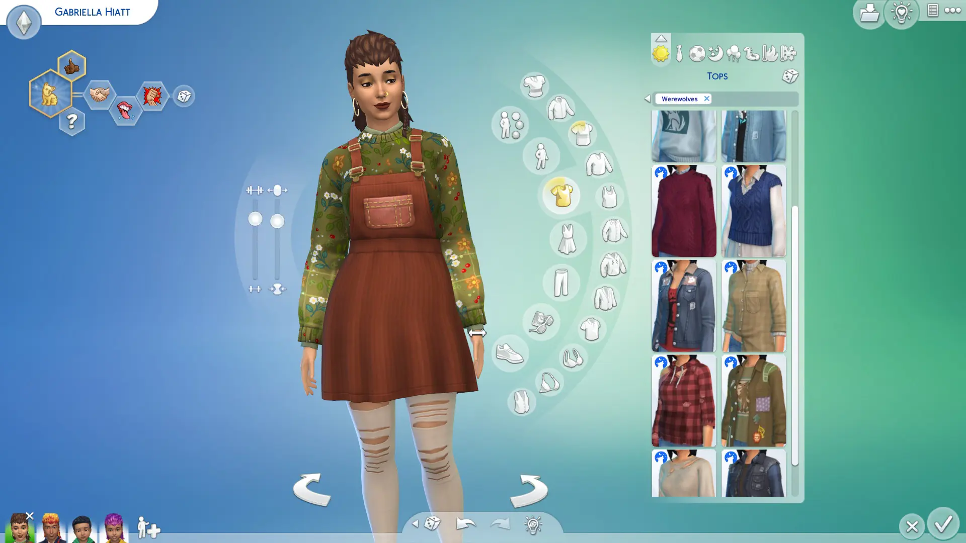 A character in The Sims 4 werewolves showing an outfit in create a sim