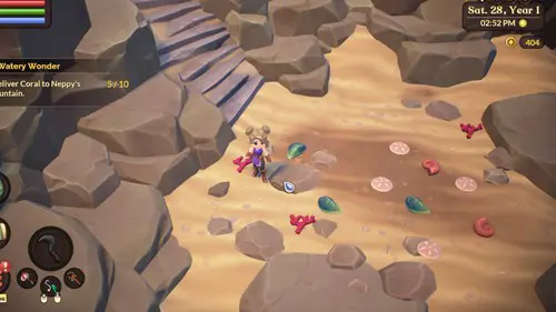 Screenshot of Coral and Sand Dollars in Fae Farm