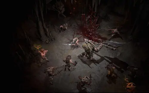 Warrior fighting in Diablo 4 against a hoarde of enemies