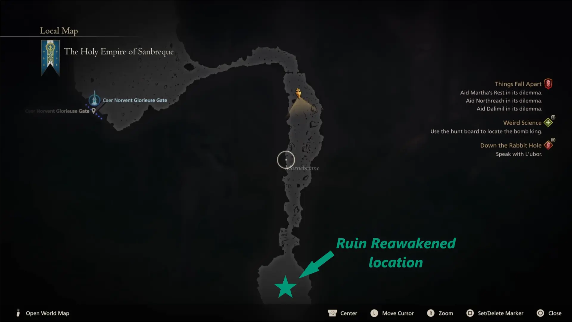 Image of the Ruin Reawakened Hunt map location in Final Fantasy 16