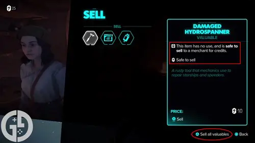 Image of selling valuables in Star Wars Outlaws