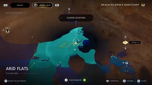 Map showing the Snake Fish location, one of the Jedi: Survivor fish locations