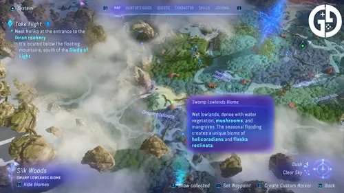 The location of Swamp Nectar on the map in Frontiers of Pandora.