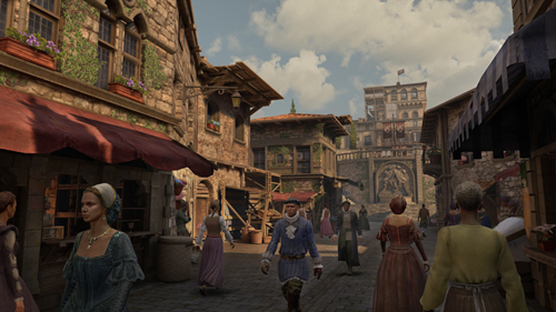 Assassin's Creed Nexus VR screenshot showing a street