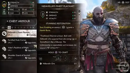 Nidavellir's armour in God of War Ragnarok