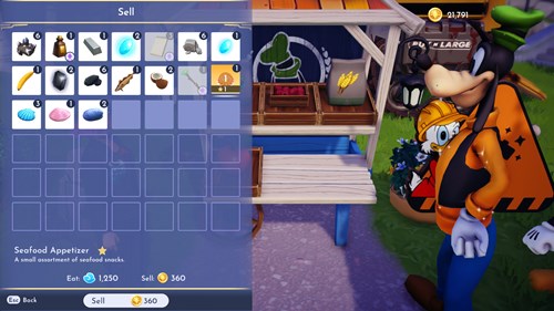 Selling cost of Seafood Appetizer in Disney Dreamlight Valley