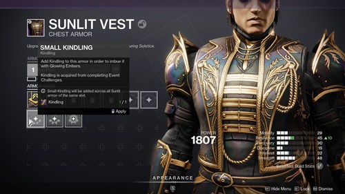 Upgrading Solstice armour in Destiny 2
