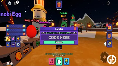 Code redeem screen in Anime Plush Simulator