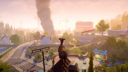 A goat looking at a tornado in Goat Simulator 3