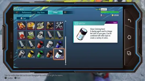 an image of some light dye on the Street Fighter 6 inventory screen